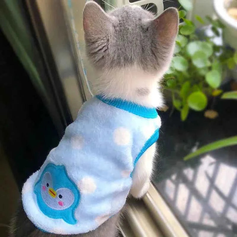 Cartoon Fleece Pet Cat Clothes Winter Warm Pet Dog Vest Puppy Cat Sweater Dog Clothes For Small Dogs Cats Coat Jacket Pet Outfit