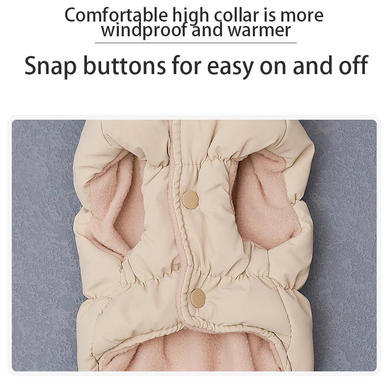 Luxury Winter Dog Coat Vest Warm Cotton Pet Jacket Coat Thickened Designer Dog Clothes with D-ring  Ropa Para Perro