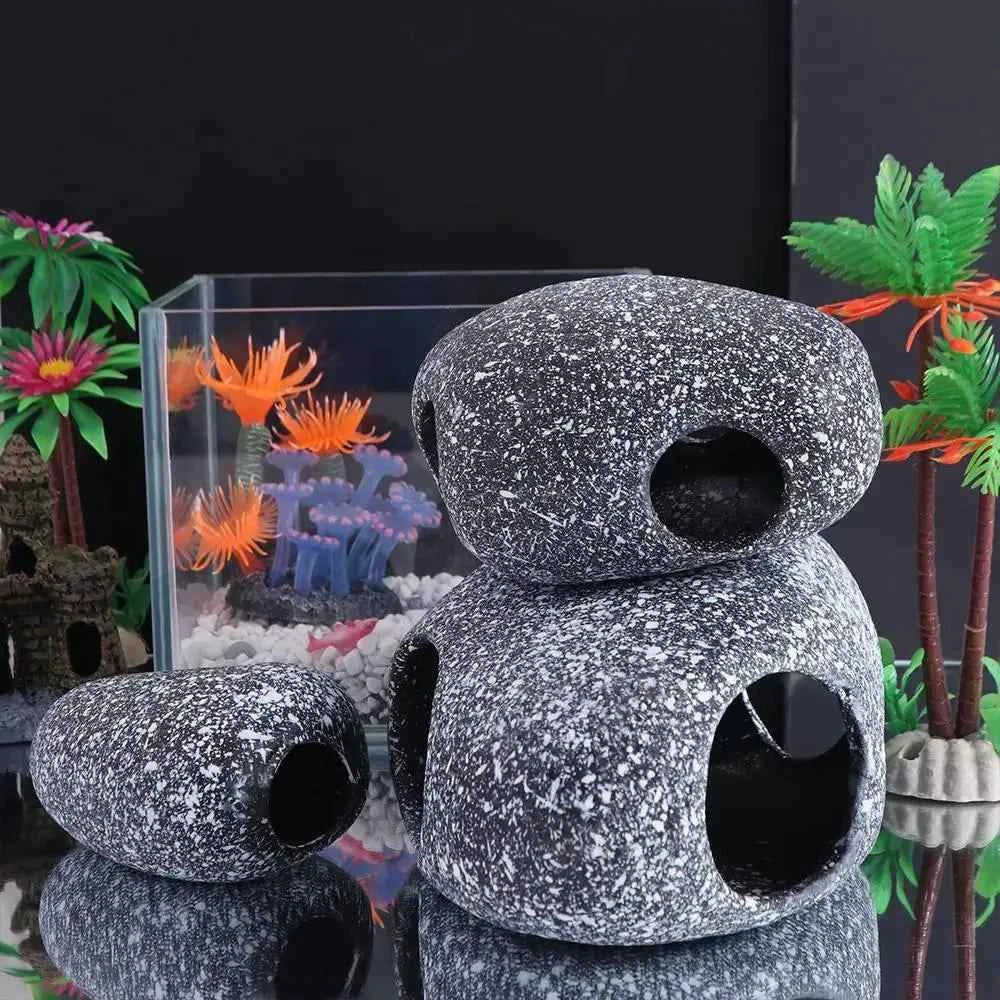 Ceramic Cichlid Stone Cave Eco-friendly Delicate Fish Eluding House Creative Simulated Hiding Tank Cave Breeding Tank