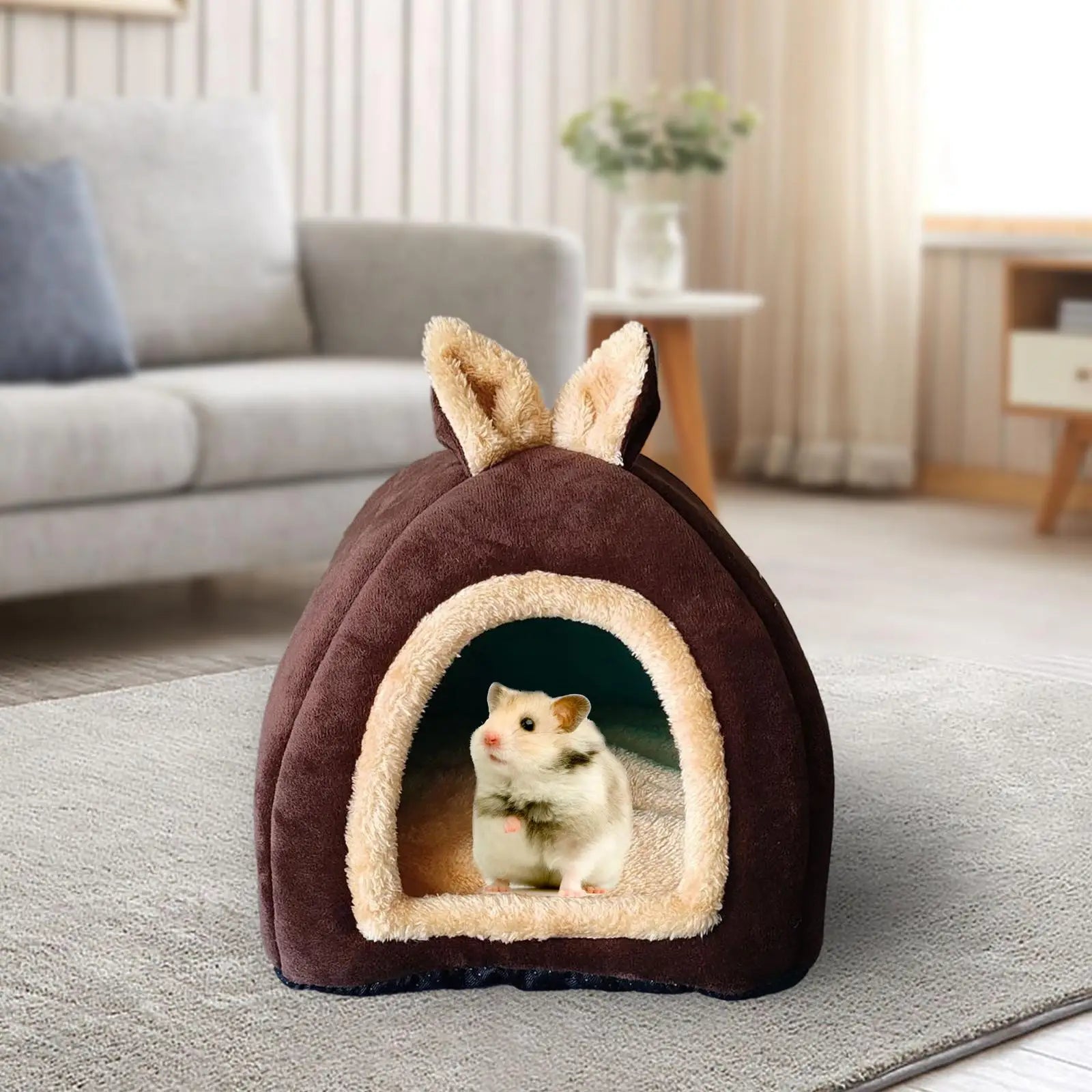 Small Animal Pet House Bed Bedding Cuddle Winter Nest Rabbit Cage Nest for - Play Paws Toys