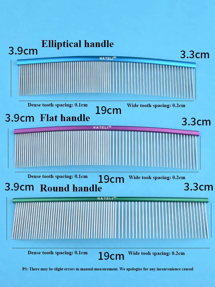 19cm Pet Curved Comb Stainless Combs Professional Pet Grooming Comb Dense Sparse Teeth Dog Cat Cleaning Brush Open Knot Combmb