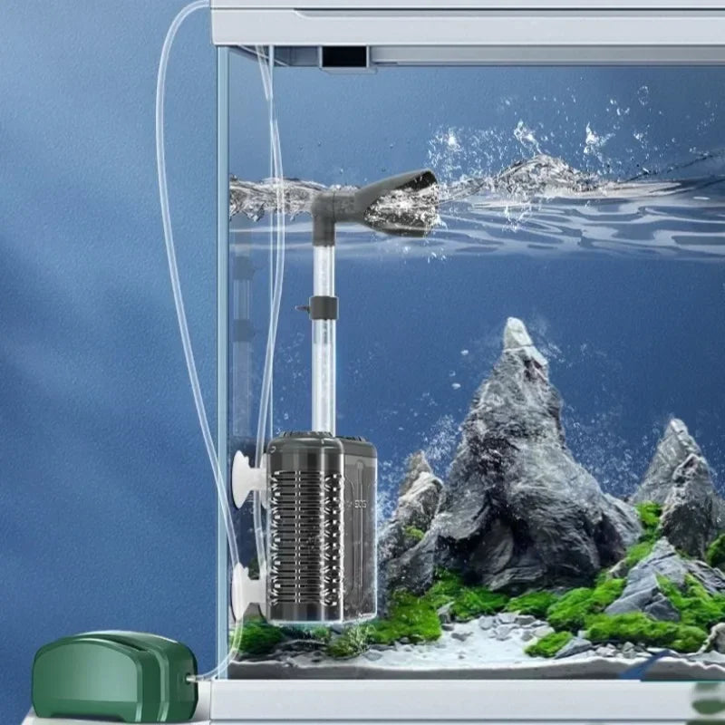 6-IN-1 Aquarium Submersible Internal Filter USB Electric Fish Tank Filter Water Filtration Bio-Sponge Fish Manure Cleaning Tools