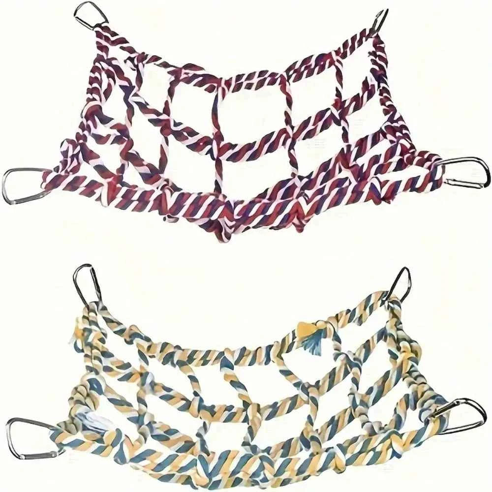1 Pcs Trending Pet Hammock Net Sturdy Braided Bed for Small Pets Parrots Guinea Pigs Fun Hanging Play Sleep Gear