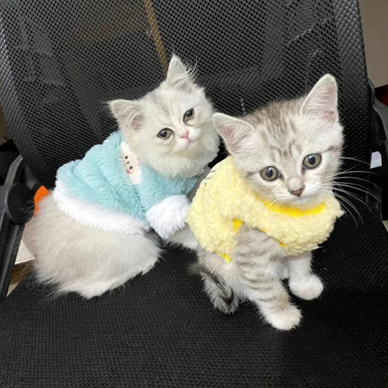 Newborn Cat Kitten Velvet Clothing Winter Warm Little Pet Sweater for Small Animals Bunny Pullovers Clothes Teacup Poodle XXXS - Play Paws Toys