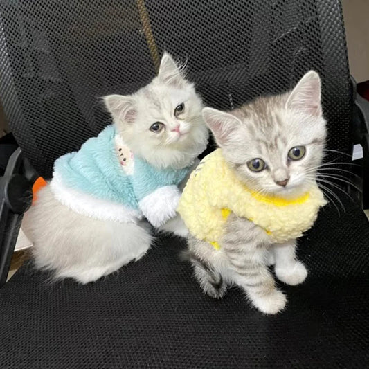 Newborn Cat Kitten Velvet Clothing Winter Warm Little Pet Sweater for Small Animals Bunny Pullovers Clothes Teacup Poodle XXXS - Play Paws Toys