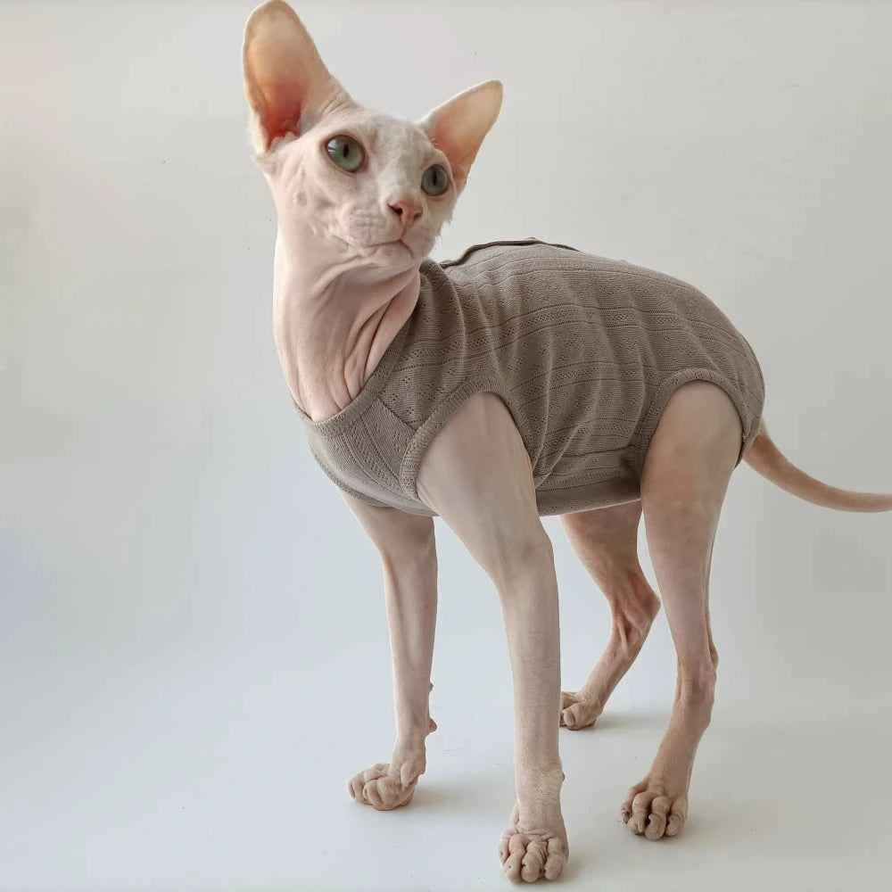 Sphynx Cat Clothes Summer 4-legged Cotton Pajamas Wound Anti-mite Sterilization for Female Cat Surgical Recovery Suit For Kitten