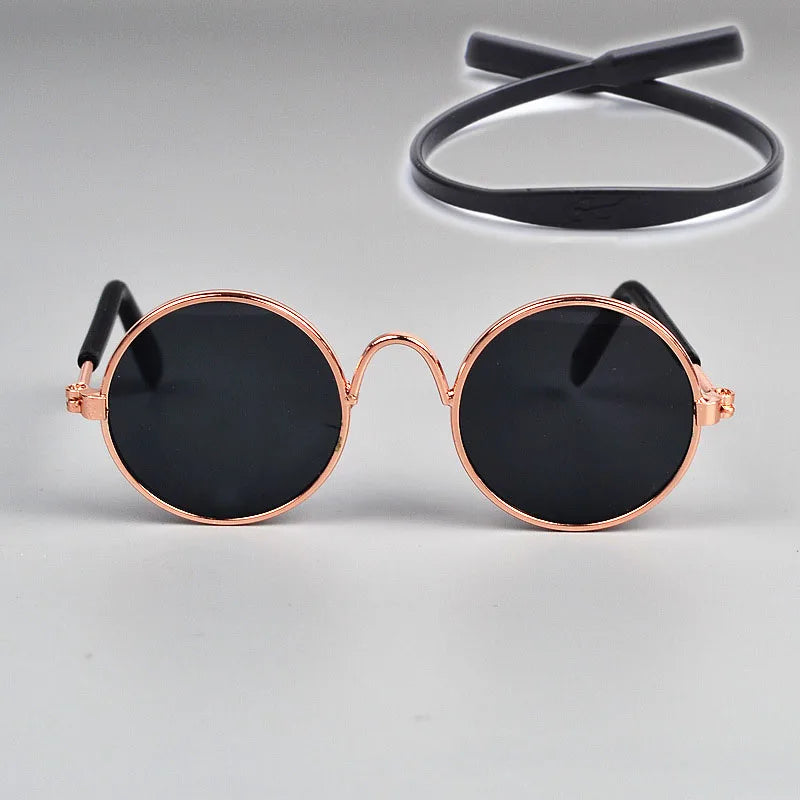 Puppy Dog Sunglasses Anti-skid Round Metal Cat Classic Retro Sunglasses Hippie Cute and Funny Pet Glasses Cosplay Party Costume
