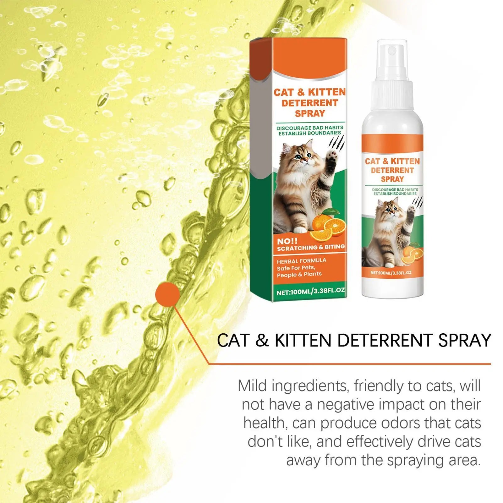 100ml Cat Anti scratch Spray Orange Fragrance Sofa Curtain Protectors Restricted Area Stop Cats Dogs Scratching Pet Training Aid
