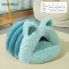 Enclosed Pet Bed Winter Warm Plush Hooded Cat Bed House with Cute Ears Indoor Nest Cave Comfort Kittens Hideaway for Small Dog - Play Paws Toys