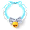 Knitting Pet Collars Cute Bow Bell Shape Knitted Scarf Handmade Dog Cat Collar Crochet Tie Adjustable Necklace Pet Accessories