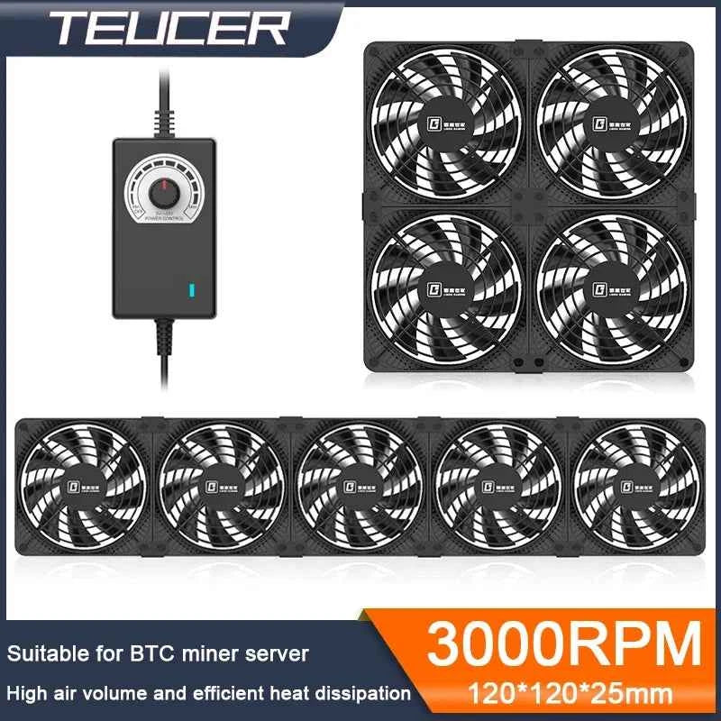 TEUCER 3000RPM 120MM Large Air Volume 220V Btc Mining Machine Workstation Cabinet Server Case Cooling System Fan with Adapter