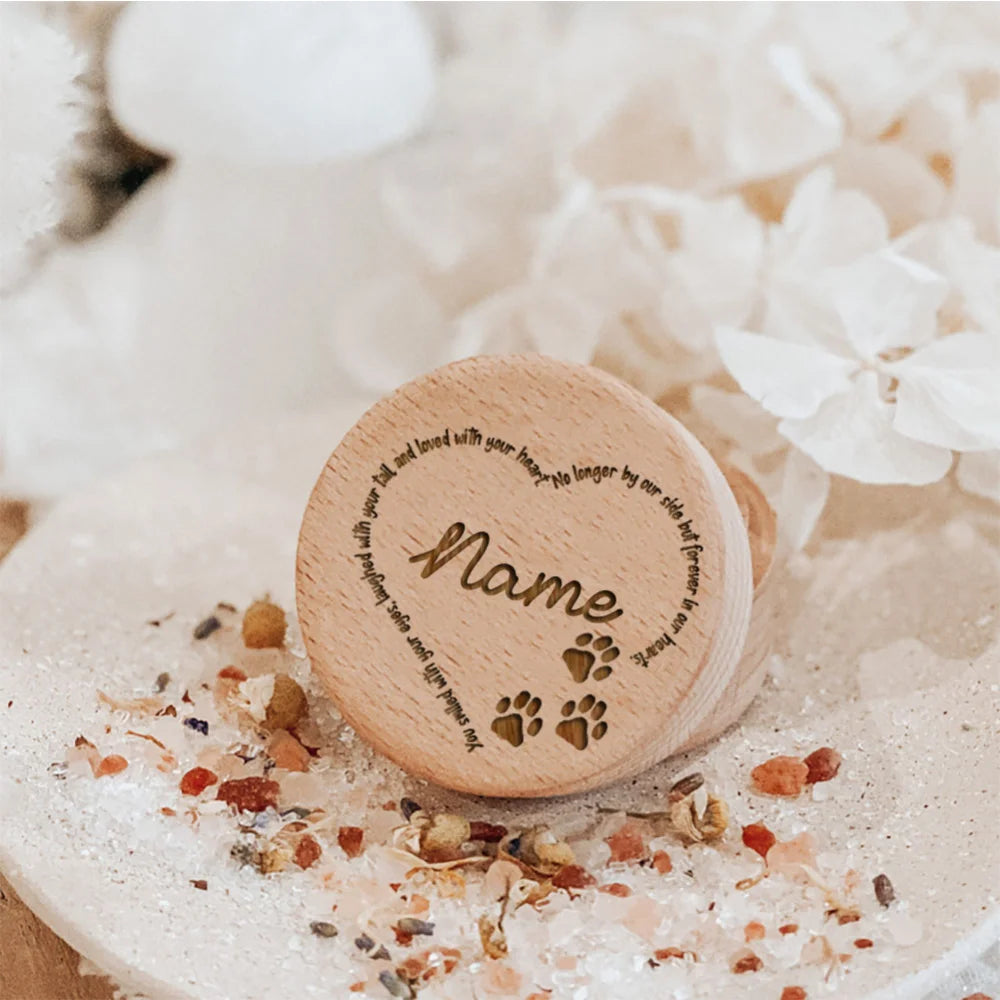 Personalized Custom Name Wooden Carving Pet Hair Storage Box Pet Supplies Dog Save Teeth Memorial Boxes Pet Lost Memorial Gifts