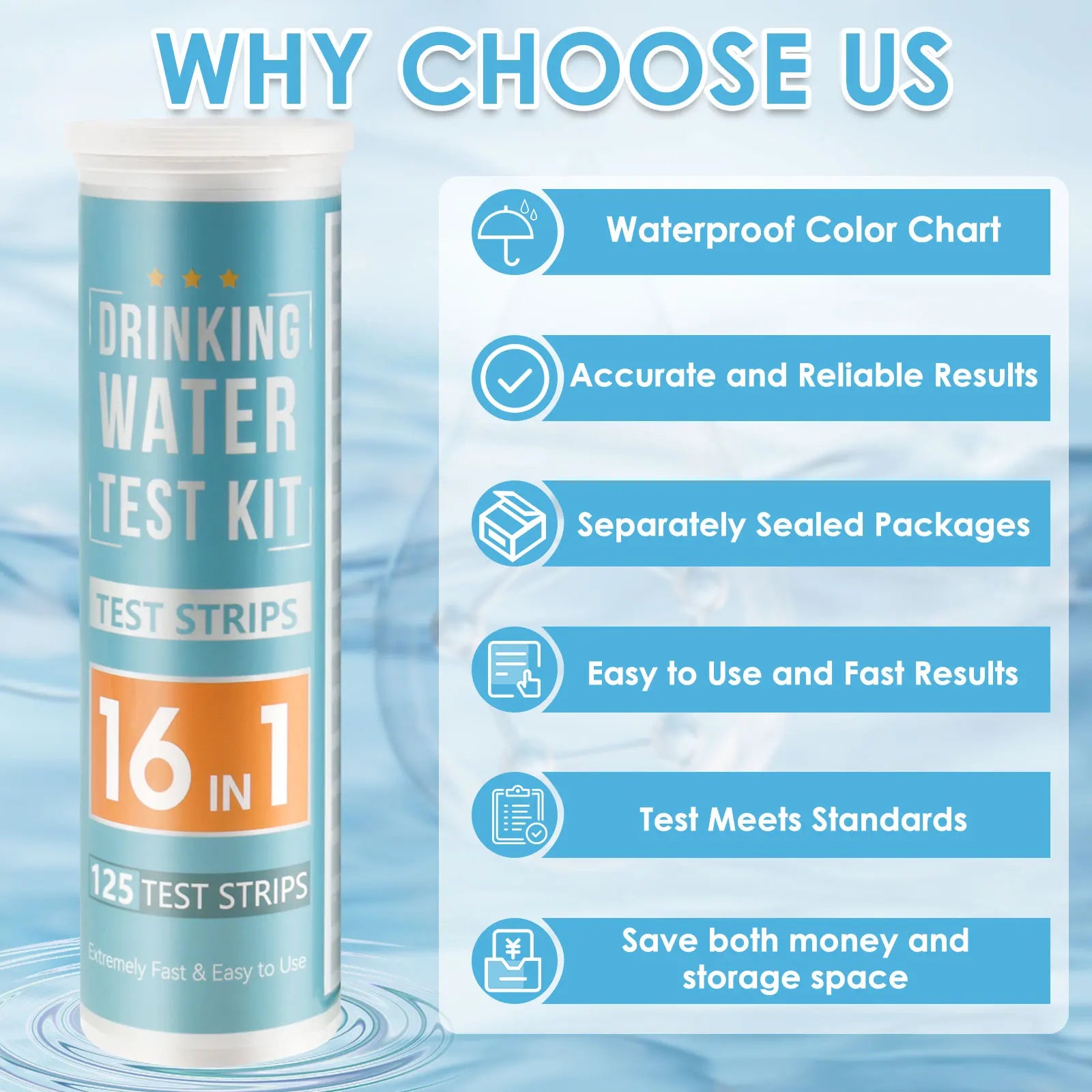 100/125Pc Aquarium Test Strips 5-17 in 1 Water Testing Kits with Test Tube Freshwater Saltwater Home Carbonate Root pH Test Tool