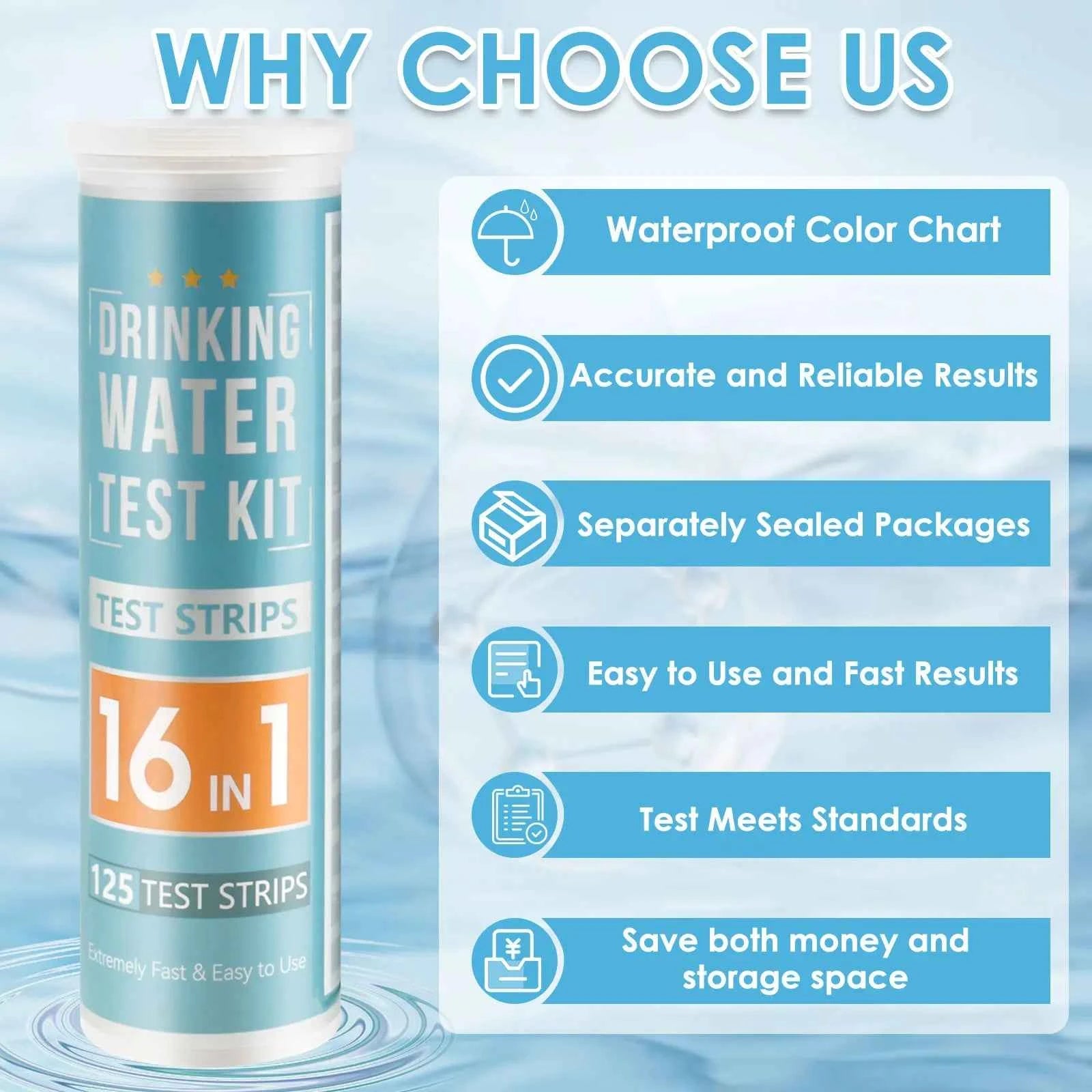 100/125Pc Aquarium Test Strips 5-17 in 1 Water Testing Kits with Test Tube Freshwater Saltwater Home Carbonate Root pH Test Tool