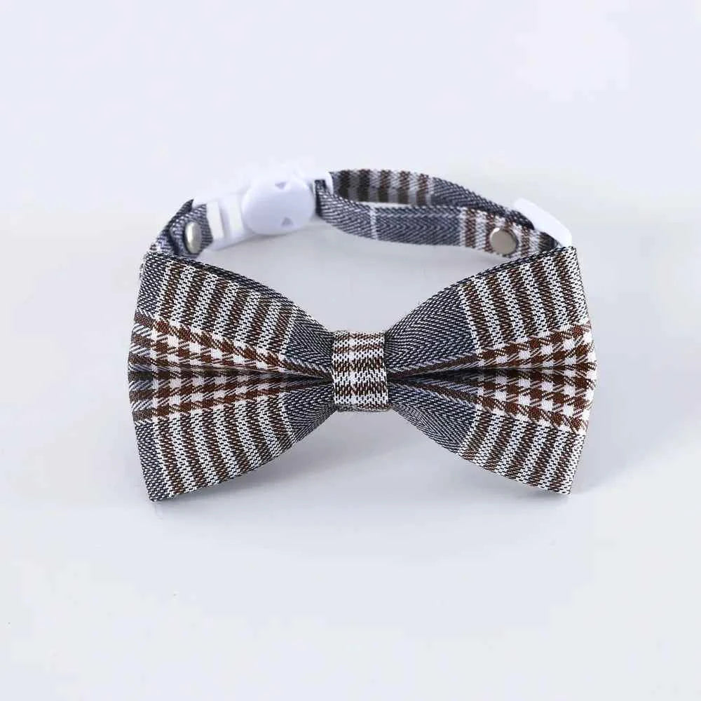 Pet Accessories for Dogs Cats Bowtie British Style Puppy Plaid Tie Breakaway Bowknot Collar for Small Dog Cat Gentleman Costume