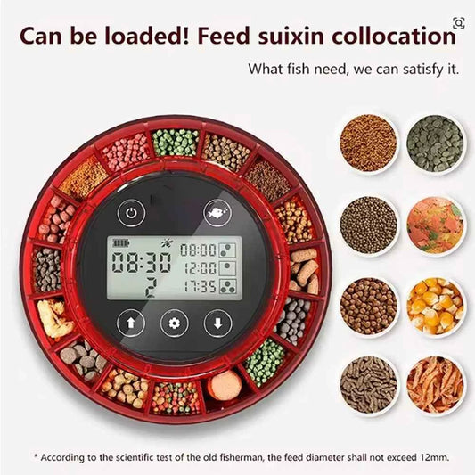 ZYfeedr Automatic Fish Feeder Aquarium Automatic Food Dispenser USB Rechargeable Auto Fish Food Dispenser with Timer LCD Display