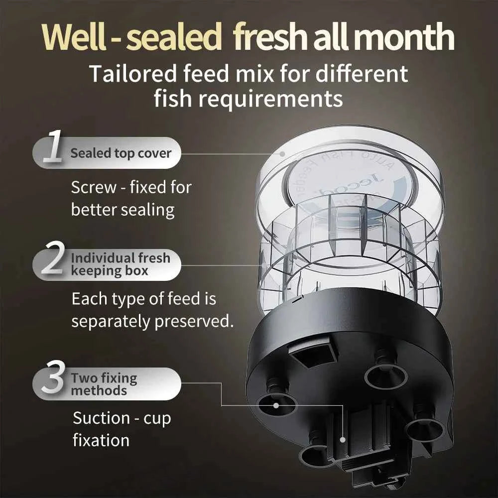 Jebao Jecod 2025 New RF Smart Automatic Aquarium Fish Feeder with Digital Timing and BT Control Feeding Function