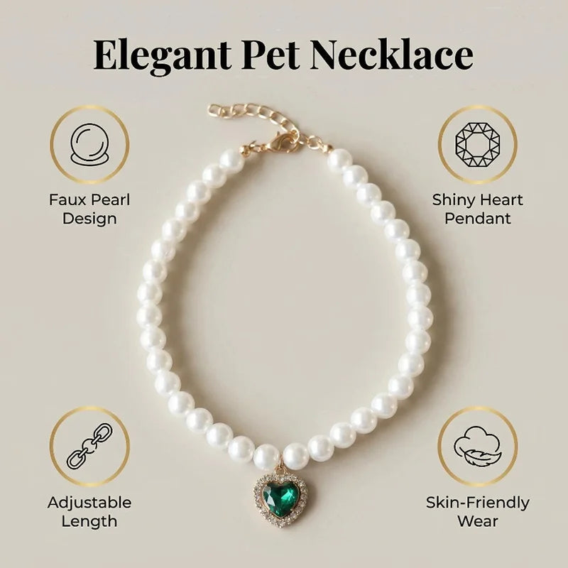 Adjustable Bling Neck Ornament Pearl Necklace Fashion Princess Accessory For Cat Kitten Small Dog Chihuahua Pet Supplies
