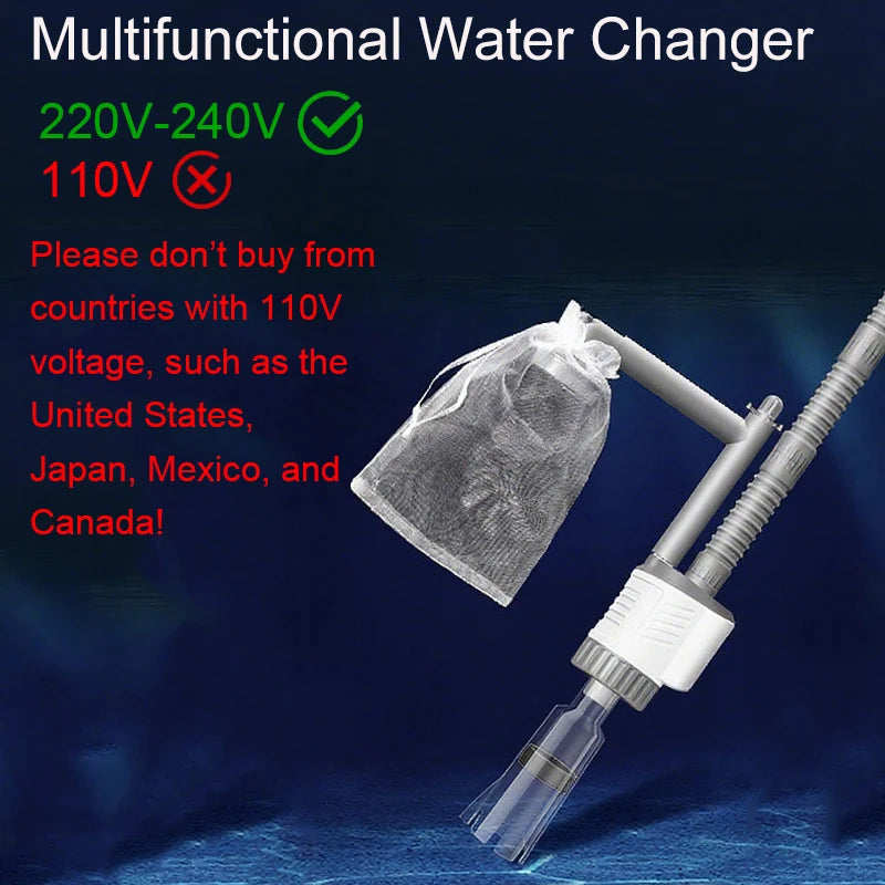Aquarium Water Change Pump Electric Fish Tank Cleaning Tool Vacuum Water Changer Gravel Cleaner Siphon Filter Pump 30W 220v