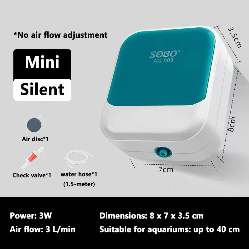 Aquarium Oxygen Air Pump Fish Tank Adjustable Air Volume High Power Oxygenator Air Compressor Aerator 220v