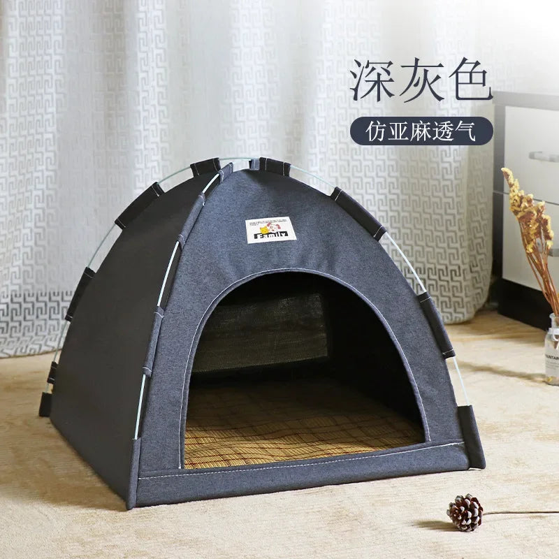 Pet Tent Bed Removable Cat Sofa Basket Canvas Semi-enclosed Cat House Dog Cave Hut Cat Sleeping Bed for Room Decor Pet Supplies - Play Paws Toys