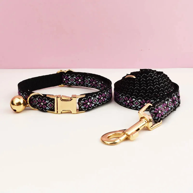 Adjustable Comfortable Cat Collar with Bell Personalized Pet Collar for Cats And Small Dogs metal hardware set cat collar
