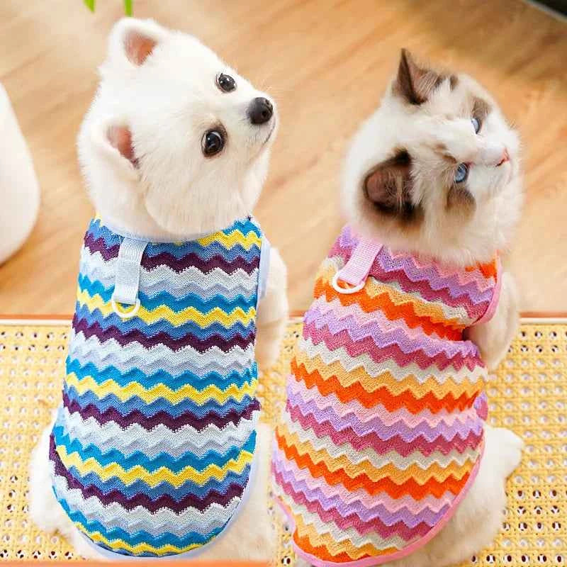 Summer Dog Vest Stripped Breathable Thin T-Shirt for Small Medium Dog Fashion Chihuahua Yorkshire Vest Pet Clothes Wholesale