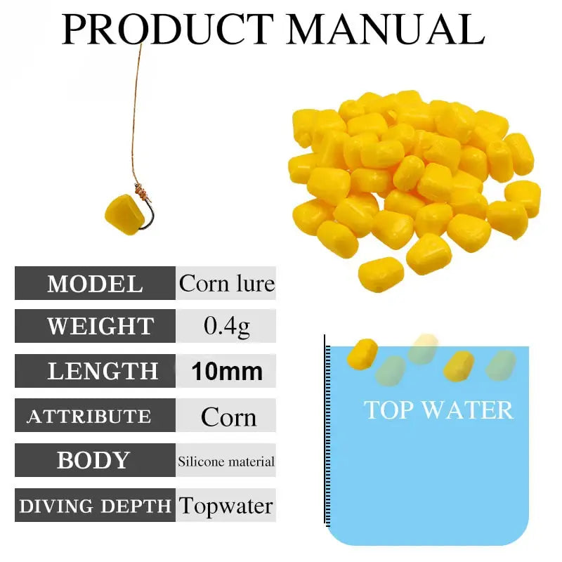 Corn Fishing Lure Floating Fake Soft Baits Artificial Sweetcorn Imitation Baits Silicone Fishing Tackle Accessories 50-800Pcs