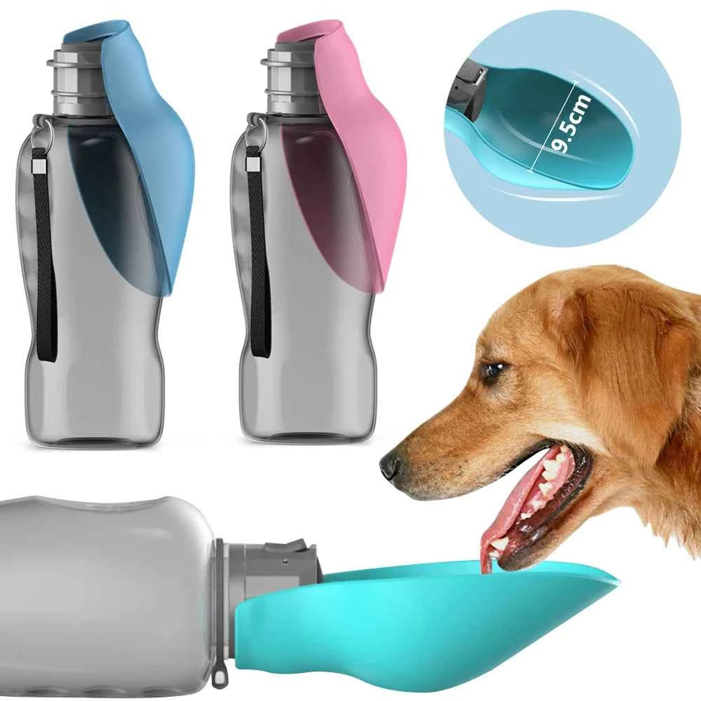 800ML Portable Travel Pet Water Bottle Plastic Leakproof Integrated Drinking Bowl for Small Large Dog Outdoor Walking Drinking