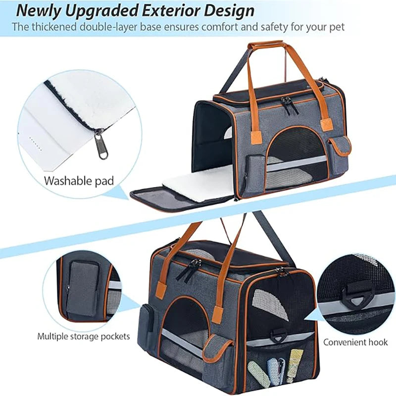 Dog Pet Carrier Bag Anti-Collapse Design Multiple Storage Pockets Cat Travel Handbag for Medium Cats, Puppy, Rabbits and Other S - Play Paws Toys