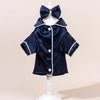 Pet  Pajama Set - Cute Solid Color Cat Dog Pajamas with Flower Headband Accessories, Soft Harness-Free Home Outfit