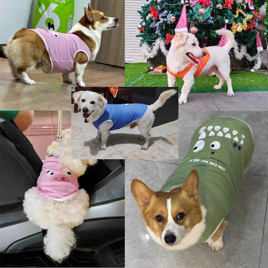 Pet Summer Tshirt Cute Cartoon Prints Vest Cats & Dogs Lightweight Mesh Breathable Clothes  Outdoor Pets Clothing