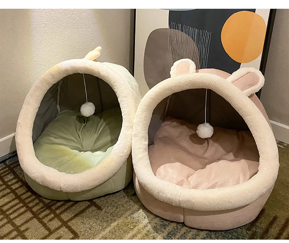 Deep Sleep Cat Bed Cartoon Pet Bed Foldable Removable Washable Pet Sleeping Bed for Small Dog Mat Bag Cave Cats Bed - Play Paws Toys