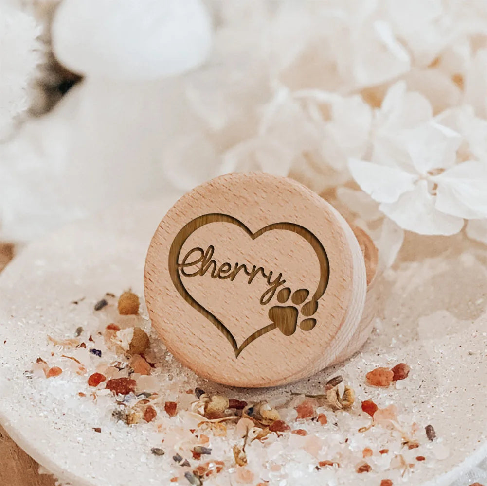 Personalized Custom Name Wooden Carving Pet Hair Storage Box Pet Supplies Dog Save Teeth Memorial Boxes Pet Lost Memorial Gifts