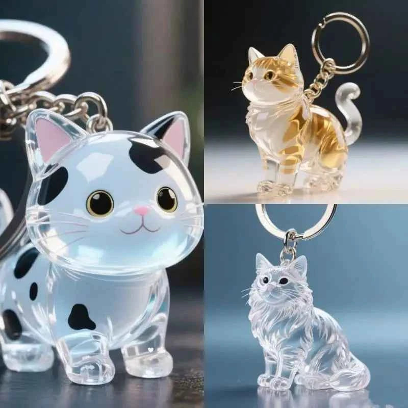 New Cat Hair Storage Keychain Bag Pendant Transparent Pet Fur Keepsake Capsule Souvenir Collection Gift Decoration Accessories