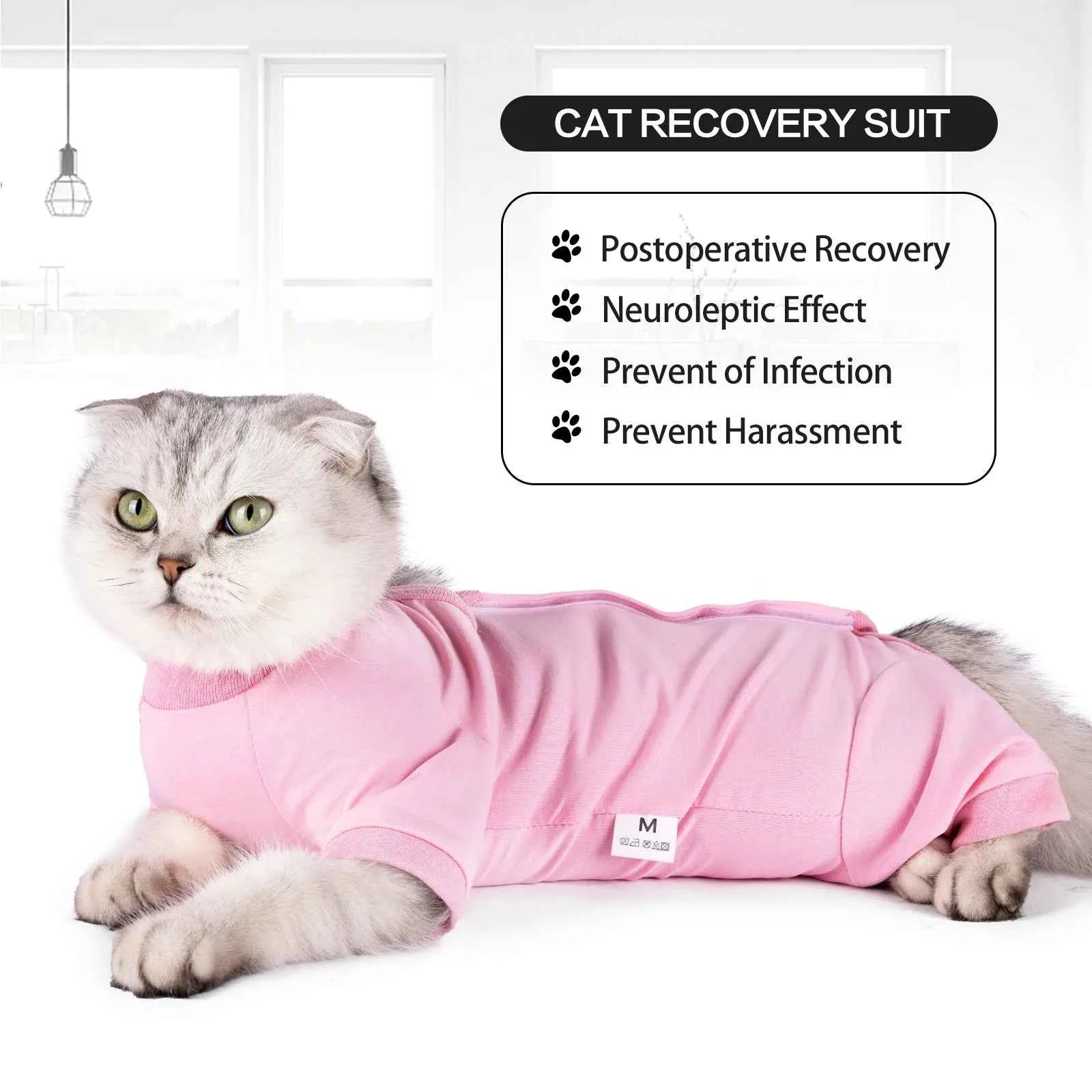 Cat Surgical Recovery Suit for Male Female Cat,Abdominal Wounds Cone E-Collar Alternative Anti-Licking Pet Recovery Suit