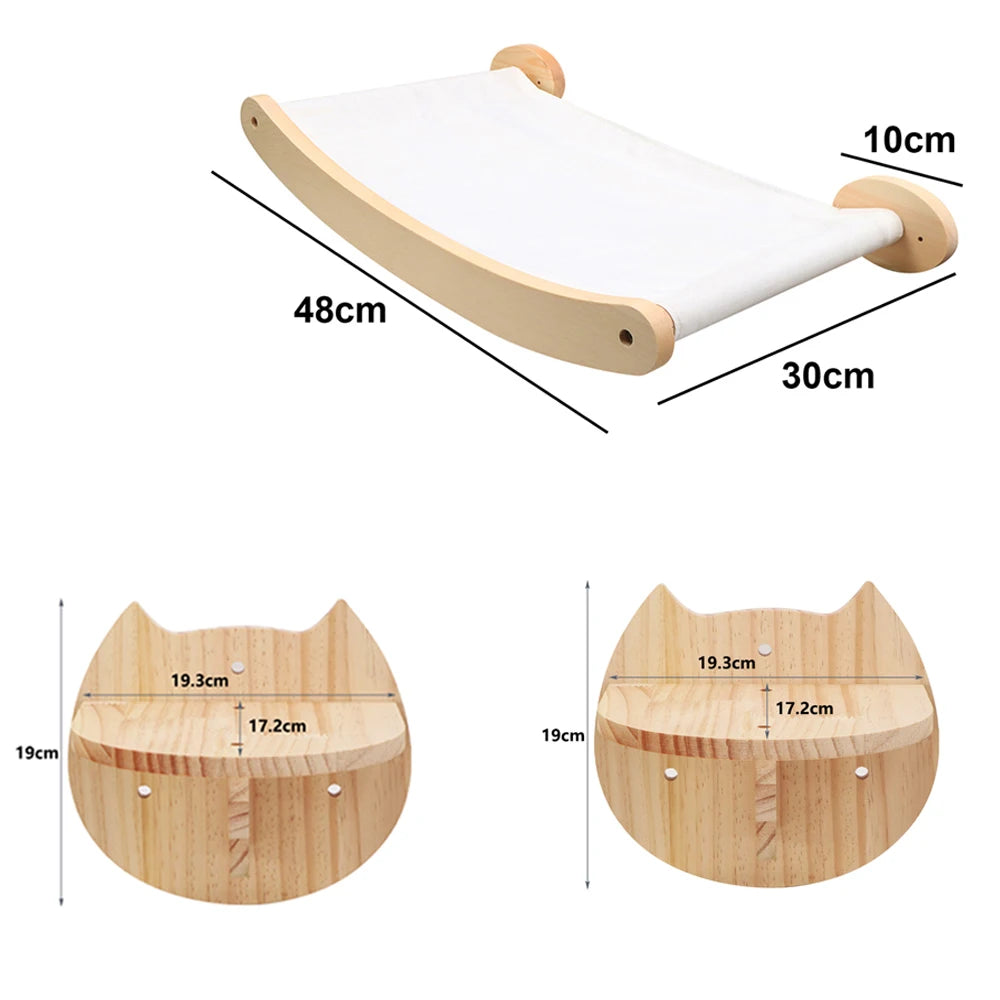 Wall-mounted Cat Climbing Frame 50cm Cat Climbing Ladder  Hammock  Activity Sisal Cat Grab Post Cat Pedal Indoor Cat House - Play Paws Toys