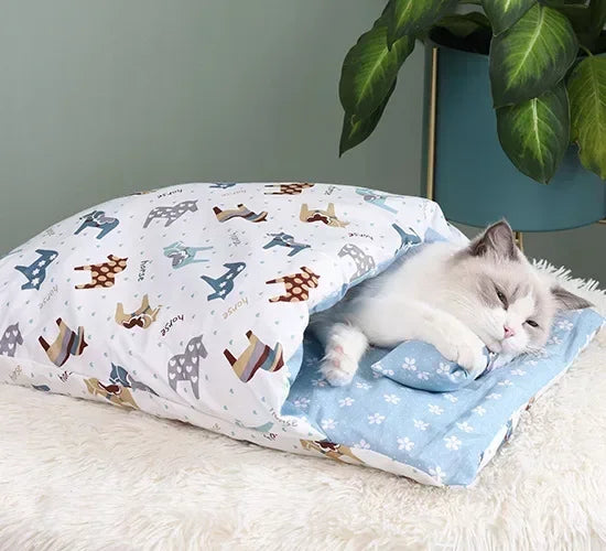 Kawaii Removable Cats Bed House Home Supplies Products for Adult Cats Large Pet Dog Bed Cat's House Cave Comfortable  Food Cute - Play Paws Toys