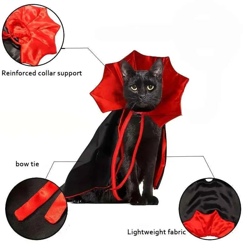 Spooky Vampire Halloween Costume for Cats - Couture Cloak & Hat Set, Perfect for Pet Party & Festival Clothes