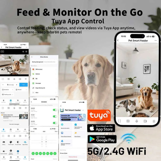 Smart Pet Feeder with 15CM Elevated Camera Tuya App Control for Busy Pet Owners FURPIPI Automatic Cats Dog Food Feeder Dispenser