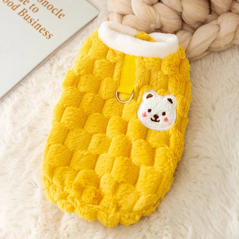 Plush Cat Puppy Button Jacket with Buckle Warm Winter Pet Clothes Cartoon Bear Print Kitten Coat Sphynx Clothing ropa para gato - Play Paws Toys