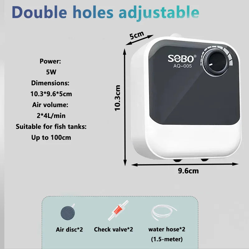 Aquarium Oxygen Air Pump Fish Tank Adjustable Air Volume High Power Oxygenator Air Compressor Aerator 220v