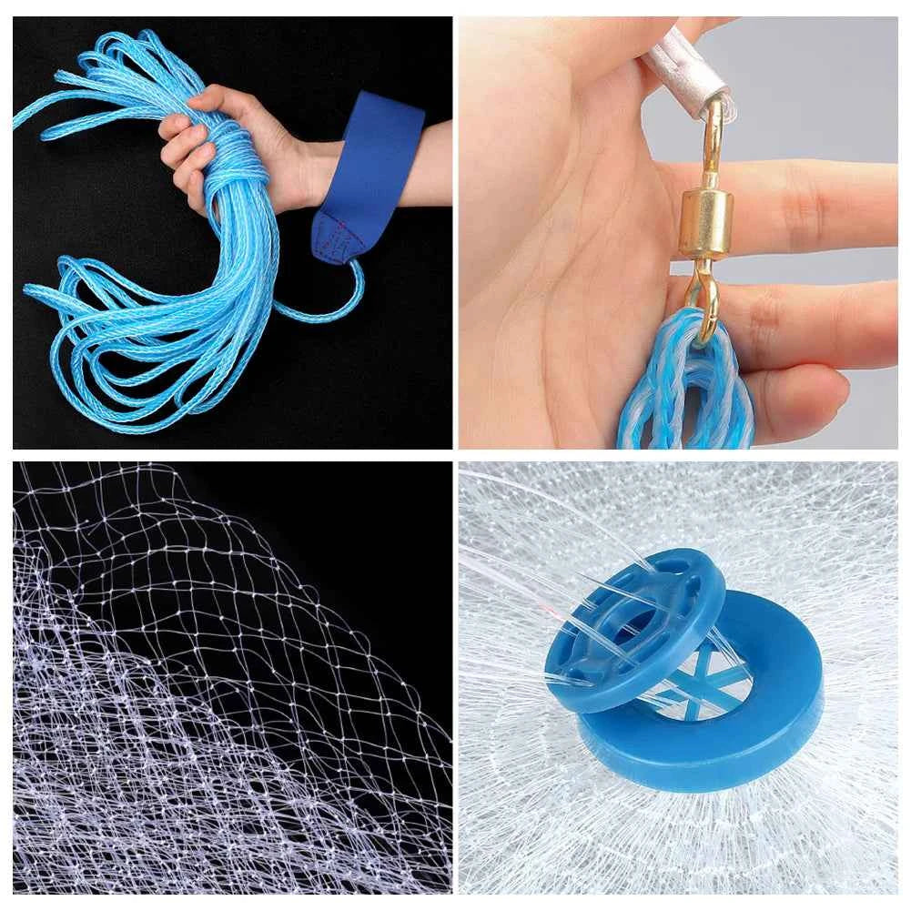 Casting Net 4ft 6ft 8ft Radius Cast Nets USA Saltwater Freshwater Fishing Net with Ring Easy to Throw Casting Net for Bait Trap