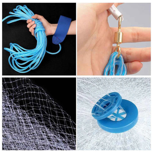 Casting Net 4ft 6ft 8ft Radius Cast Nets USA Saltwater Freshwater Fishing Net with Ring Easy to Throw Casting Net for Bait Trap