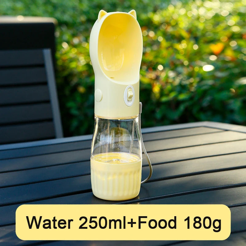2 in 1 Portable Dog Water Bottle For Small Big Dogs Cat Outdoor Leak-proof Puppy Drinking Bowl With Food Container Pet Feeder