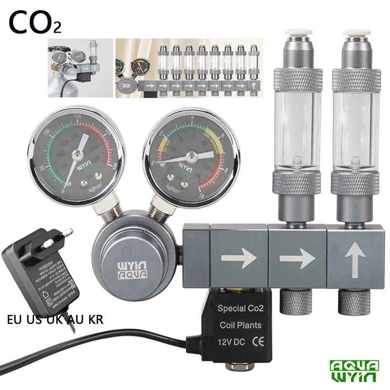 Aquarium CO2 regulator Solenoid valve Quick plug interface Bubble meter Fish tank control system CO2 pressure reducing valve