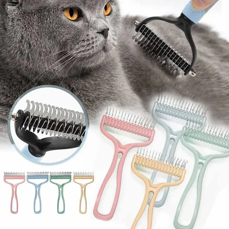 Cat Brush Pet Knot Comb 2 in 1 Dogs Cat Fur Knot Cutter Pets Hair Removal Comb Dog Grooming Shedding Tools Pet Cleaning Supplies