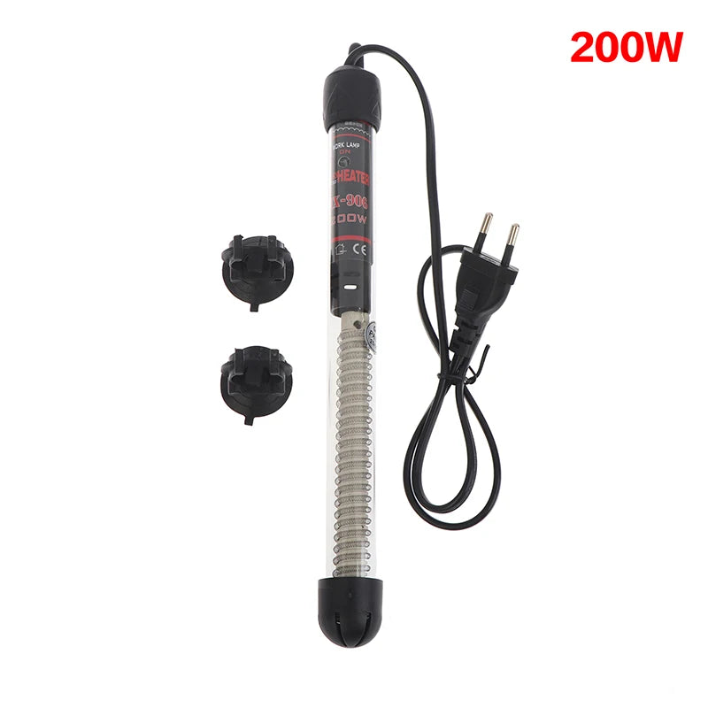 [E] EU Plug Adjustable Temperature Thermostat Heater Rod Glass Aquarium Heater 25-300W Submersible Fish Tank Water Heating Rod