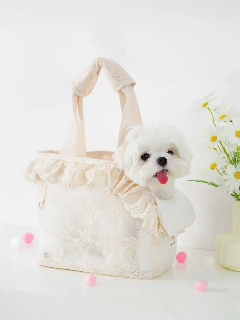 Onecute Lace Pet Carrier Bag - Handheld Shoulder Puppy Purse for Small Dogs, Chihuahua, Cats - Dog Walking Accessories - Play Paws Toys