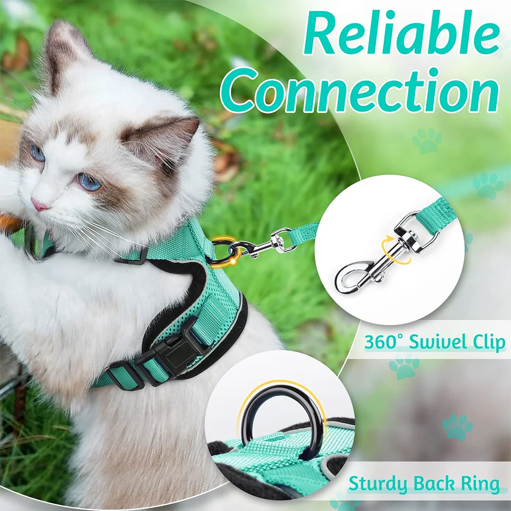 Cat Harness Lead Leash Set Adjustable Reflective Escape Proof Pet Mesh Vest Harness Puppy Dog Collar Small Dog Cat Pet Supplies - Play Paws Toys